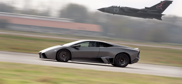 New Lamborghini races jet fighter